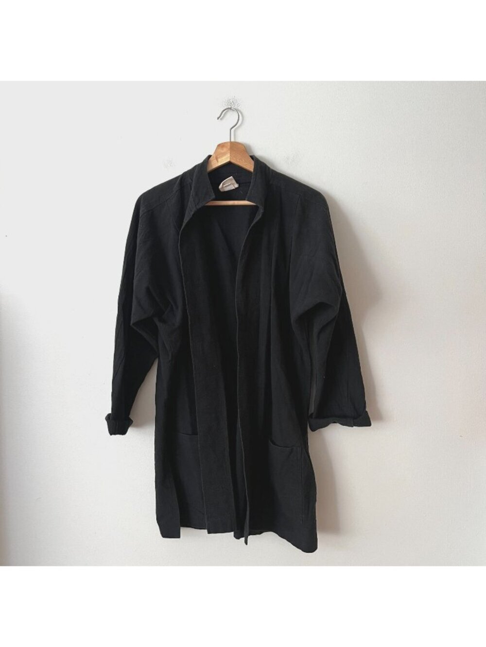 Deva Lifewear Black Cotton Open Front Jacket Women's Size Small Made in the USA